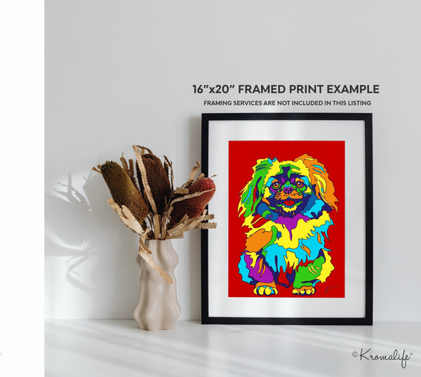 Pekingese Dog Matted Art Print  | USA Made Giclée Print | Pekinese Dog Wall Art | Unique Gift for Dog Lovers