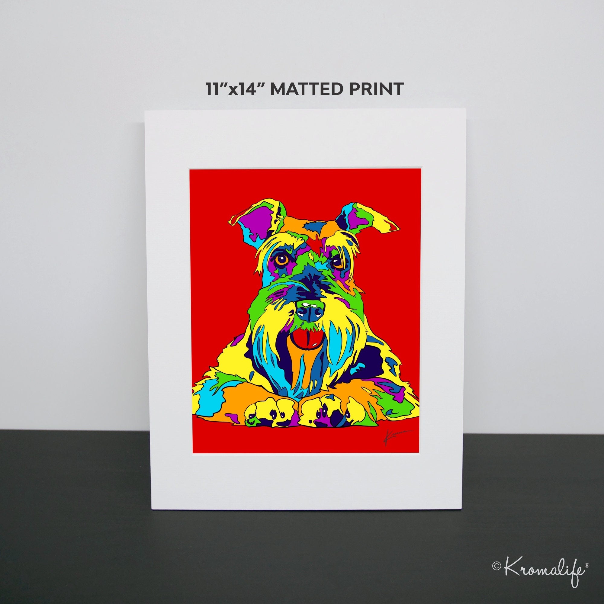 Schnauzer Matted Art Print USA Made Giclee Print Schnauzer Dog Wal Kromalife