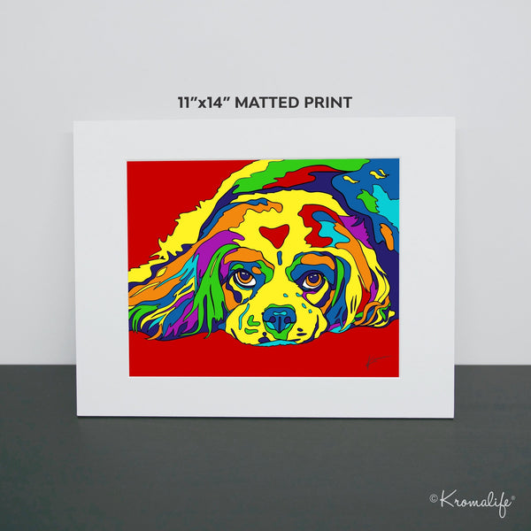Cavalier King Charles Matted Art Print  | USA Made Giclée Print | Cavalier Wall Art | Unique Gift for Dog Lovers