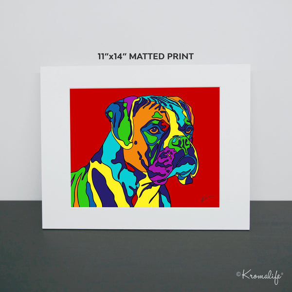 Boxer Matted Art Print  | USA Made Giclée Print | Boxer Wall Art | Unique Gift for Boxer Dog Lovers