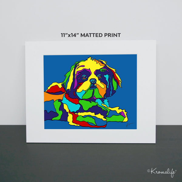Shih Tzu Dog Matted Art Print  | USA Made Giclée Print | ShihTzu Wall Art | Unique Gift for Dog Lovers
