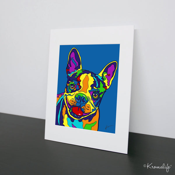 Boston Terrier Matted Art Print  | USA Made Giclée Print | Boston Terrier Wall Art | Unique Gift for Boston Lovers