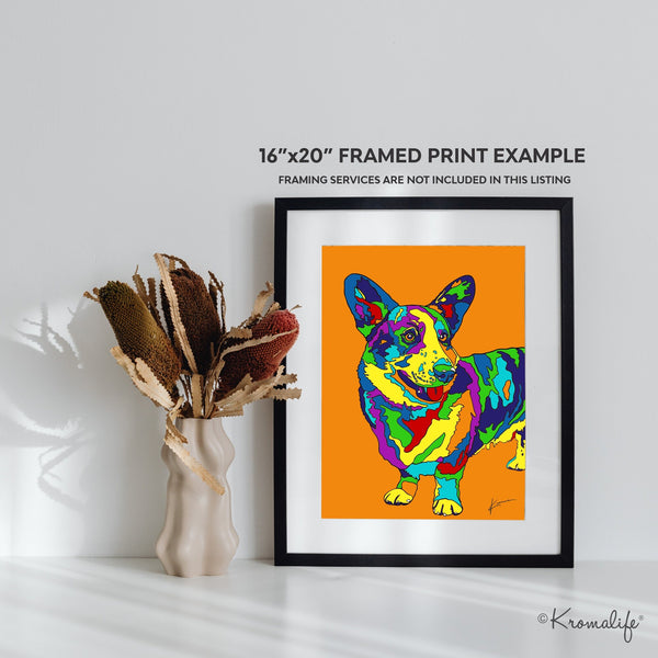 Corgi Matted Art Print  | USA Made Giclée Print | Corgi Wall Art | Unique Gift for Corgi Lovers