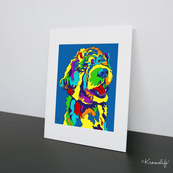 Golden Doodle Matted Art Print  | USA Made Giclée Print | Golden Doodle Wall Art | Unique Gift for Dog Lovers
