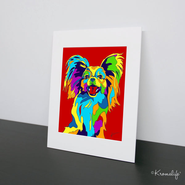 Papillion Matted Art Print  | USA Made Giclée Print | Toy Spaniel Wall Art | Unique Gift for Papillion Lovers