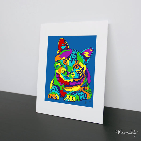 Tabby Cat Matted Art Print  | USA Made Giclée Print | Cat Wall Art | Unique Gift for Cat Lovers