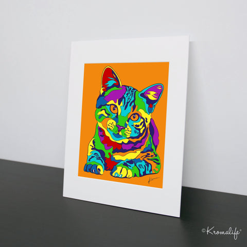 Tabby Cat Matted Art Print  | USA Made Giclée Print | Cat Wall Art | Unique Gift for Cat Lovers