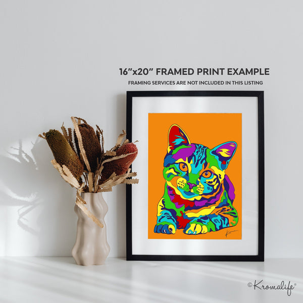 Tabby Cat Matted Art Print  | USA Made Giclée Print | Cat Wall Art | Unique Gift for Cat Lovers