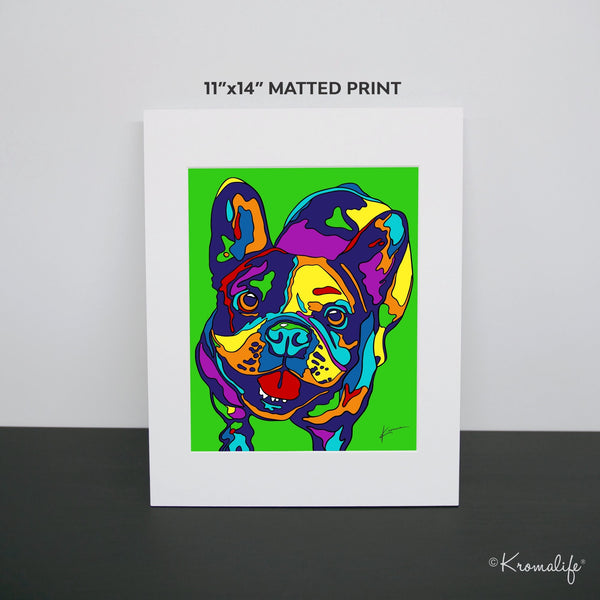 French Bulldog Matted Art Print  | USA Made Giclée Print | Frenchie Wall Art | Unique Gift for Frenchie Lovers