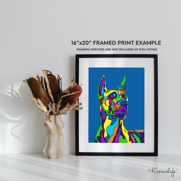 Great Dane Matted Art Print  | USA Made Giclée Print | Great Dane Dog Wall Art | Great Dane Gifts