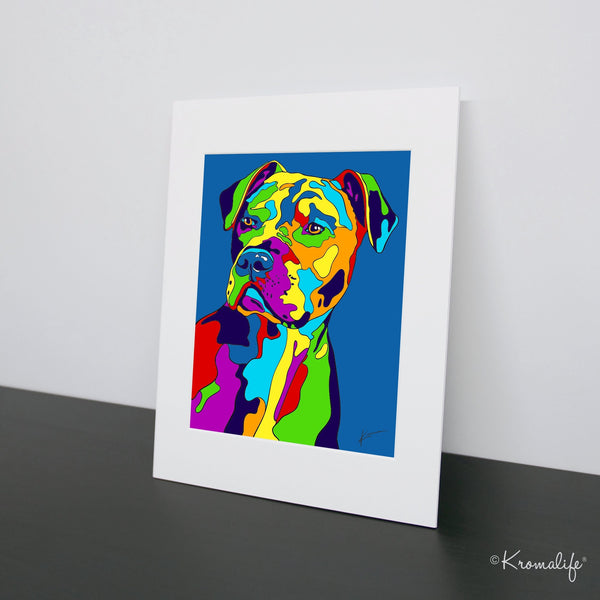 Pitbull II Matted Art Print  | USA Made Giclée Print | Pit bull Wall Art | Unique Gift for Pitbull Lovers
