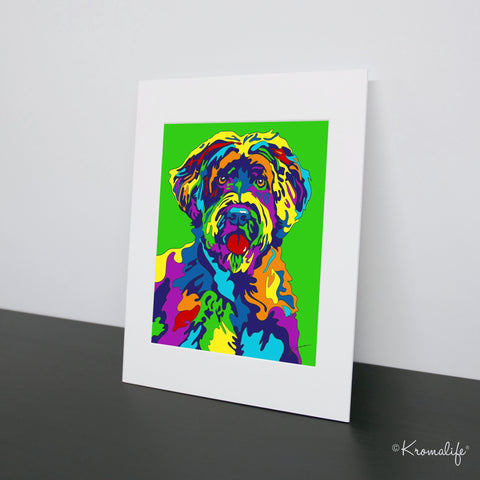 Portuguese Water Dog Art Print  | USA Made Matted Giclée Print | PWD Wall Art | Water Dog Gifts