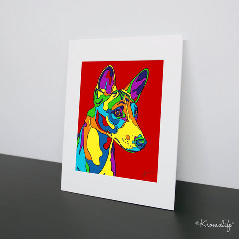 Basenji Matted Art Print  | USA Made Giclée Print | Basenji Dog Wall Art | Basenji Gifts