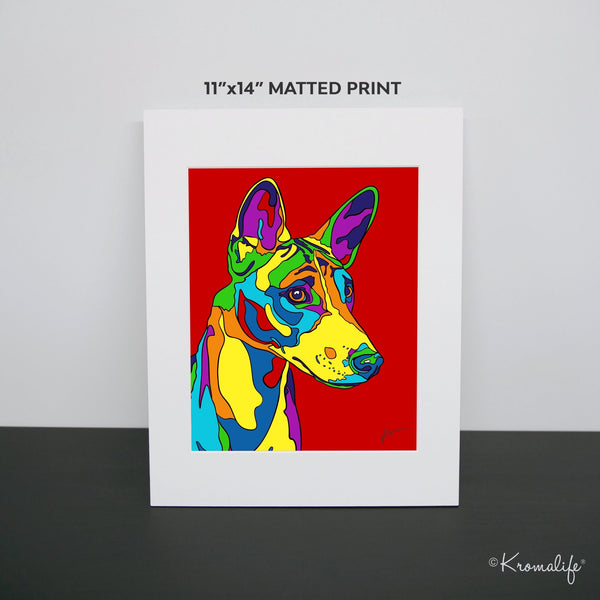 Basenji Matted Art Print  | USA Made Giclée Print | Basenji Dog Wall Art | Basenji Gifts