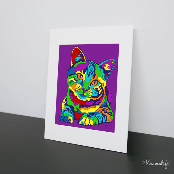 Tabby Cat Matted Art Print  | USA Made Giclée Print | Cat Wall Art | Unique Gift for Cat Lovers