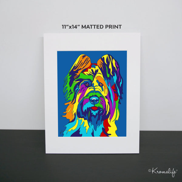Briard Matted Art Print  | USA Made Giclée Print | Berger de Brie Wall Art | Briard Gift