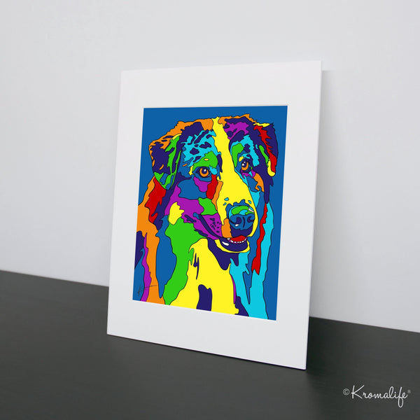 Australian Shepherd Art Print  | USA Made Matted Giclée Print | Aussie Dog Wall Art | Australian Shepherd Gifts