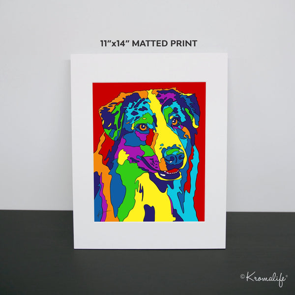 Australian Shepherd Art Print  | USA Made Matted Giclée Print | Aussie Dog Wall Art | Australian Shepherd Gifts