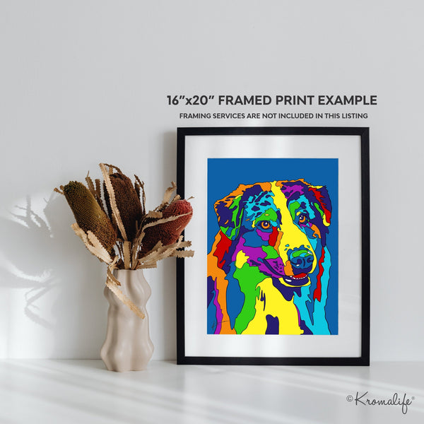 Australian Shepherd Art Print  | USA Made Matted Giclée Print | Aussie Dog Wall Art | Australian Shepherd Gifts