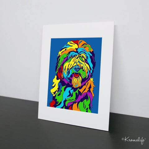 Old English Sheepdog Art Print  | USA Made Matted Giclée Print | Sheepdog Wall Art | Old English Sheepdog Gifts