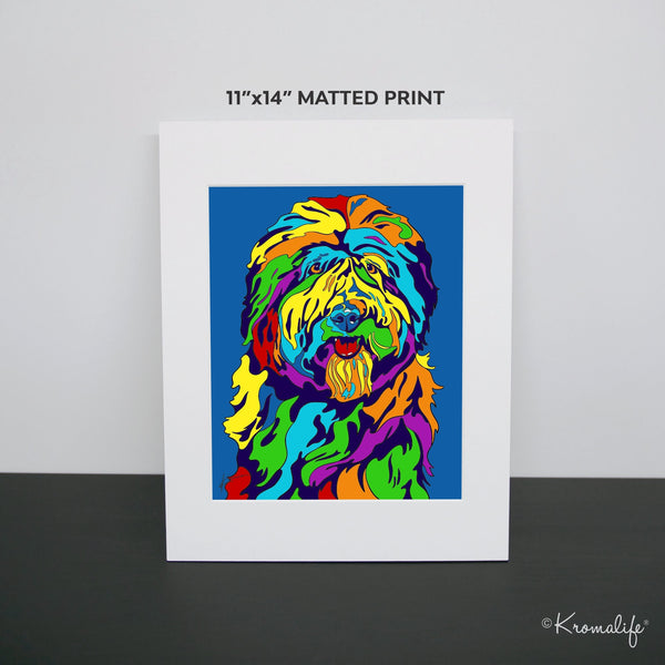 Old English Sheepdog Art Print  | USA Made Matted Giclée Print | Sheepdog Wall Art | Old English Sheepdog Gifts