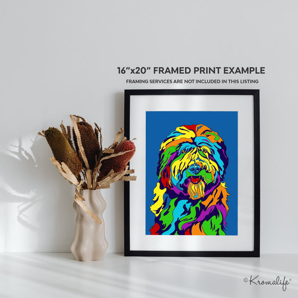 Old English Sheepdog Art Print  | USA Made Matted Giclée Print | Sheepdog Wall Art | Old English Sheepdog Gifts