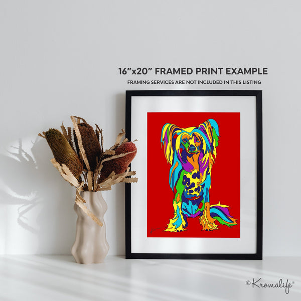 Chinese Crested Art Print  | USA Made Matted Giclée Print | Crested Dog Wall Art | Chinese Crested Gifts