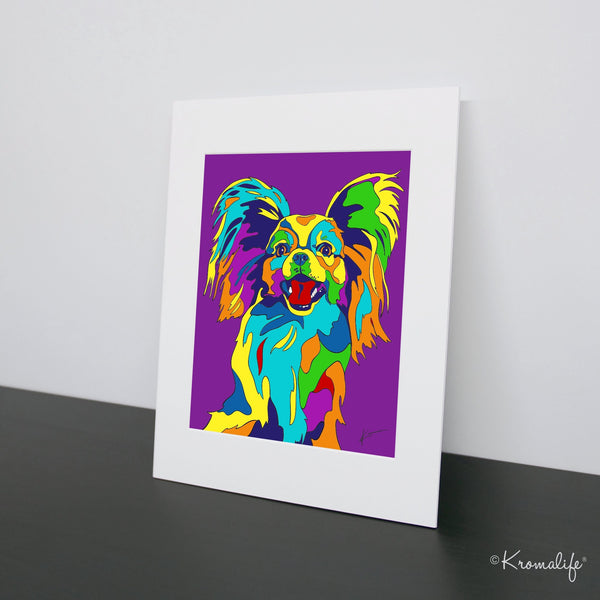 Papillion Matted Art Print  | USA Made Giclée Print | Toy Spaniel Wall Art | Unique Gift for Papillion Lovers