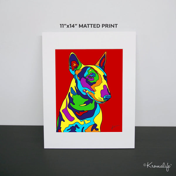 Bull Terrier Matted Art Print  | USA Made Giclée Print | Bully Terrier Dog Wall Art | Bull Terrier Gifts