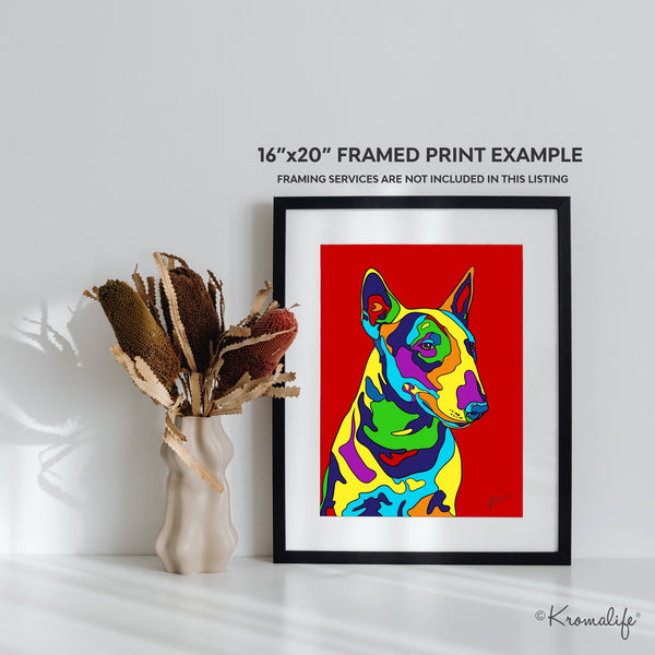 Bull Terrier Matted Art Print  | USA Made Giclée Print | Bully Terrier Dog Wall Art | Bull Terrier Gifts