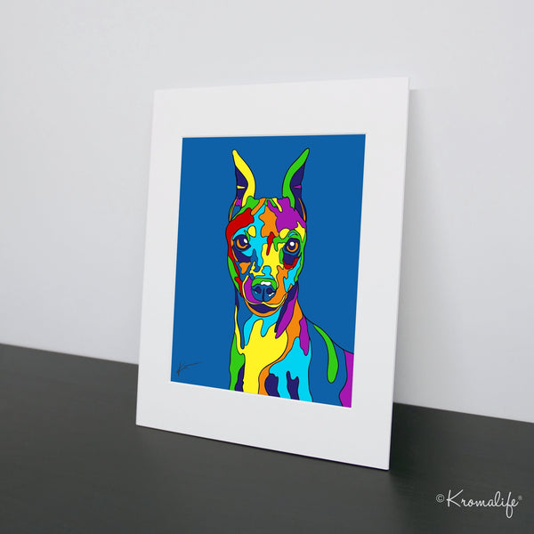 Min Pin Matted Art Print  | USA Made Giclée Print | Miniature Pinscher Wall Art | Min Pin Gift