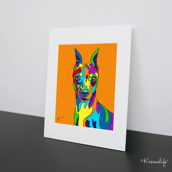 Min Pin Matted Art Print  | USA Made Giclée Print | Miniature Pinscher Wall Art | Min Pin Gift