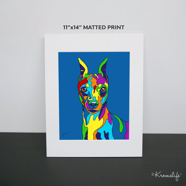 Min Pin Matted Art Print  | USA Made Giclée Print | Miniature Pinscher Wall Art | Min Pin Gift