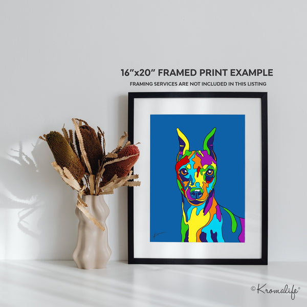 Min Pin Matted Art Print  | USA Made Giclée Print | Miniature Pinscher Wall Art | Min Pin Gift
