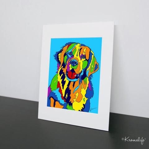Golden Retriever Matted Art Print  | USA Made Giclée Print | Golden Dog Wall Art | Golden Gift