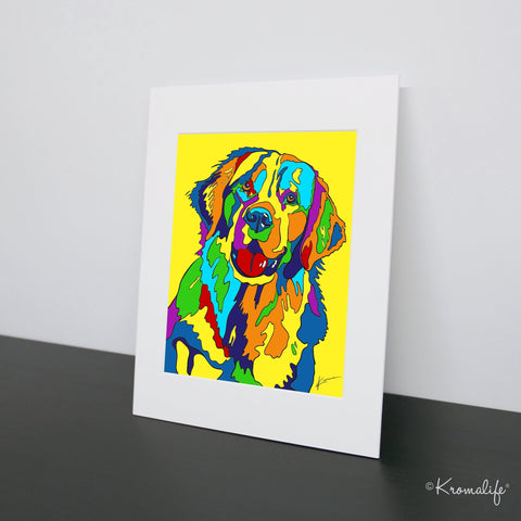 Golden Retriever Matted Art Print  | USA Made Giclée Print | Golden Dog Wall Art | Golden Gift