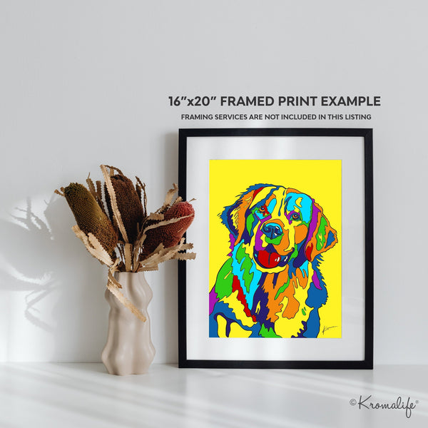 Golden Retriever Matted Art Print  | USA Made Giclée Print | Golden Dog Wall Art | Golden Gift