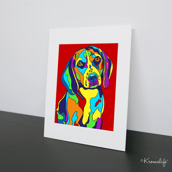 Beagle Matted Art Print  | USA Made Giclée Print | Beagle Dog Wall Art | Beagle Gifts
