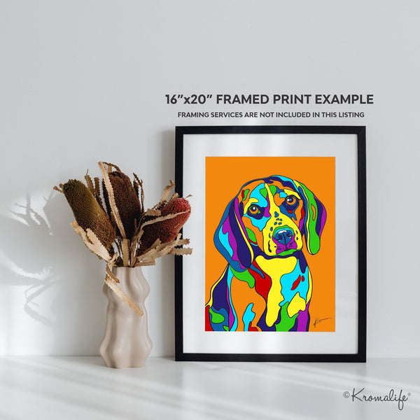 Beagle Matted Art Print  | USA Made Giclée Print | Beagle Dog Wall Art | Beagle Gifts