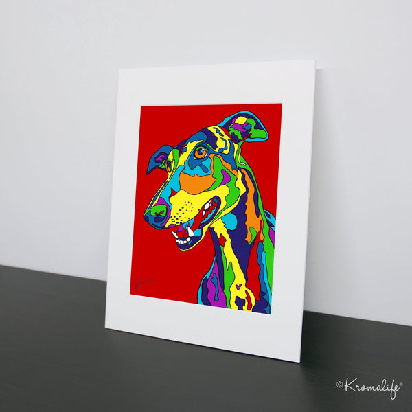 Greyhound Matted Art Print  | USA Made Giclée Print | Greyhound Dog Wall Art | Greyhound Gift
