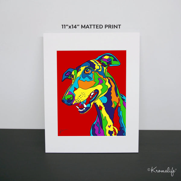 Greyhound Matted Art Print  | USA Made Giclée Print | Greyhound Dog Wall Art | Greyhound Gift