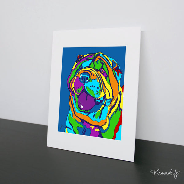 Shar Pei Matted Art Print  | USA Made Giclée Print | SharPei Dog Wall Art | Shar Pei Gifts