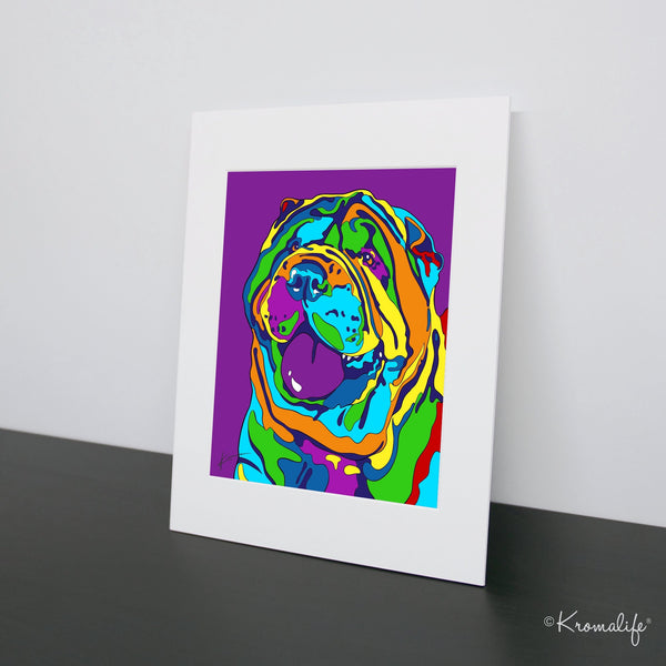 Shar Pei Matted Art Print  | USA Made Giclée Print | SharPei Dog Wall Art | Shar Pei Gifts