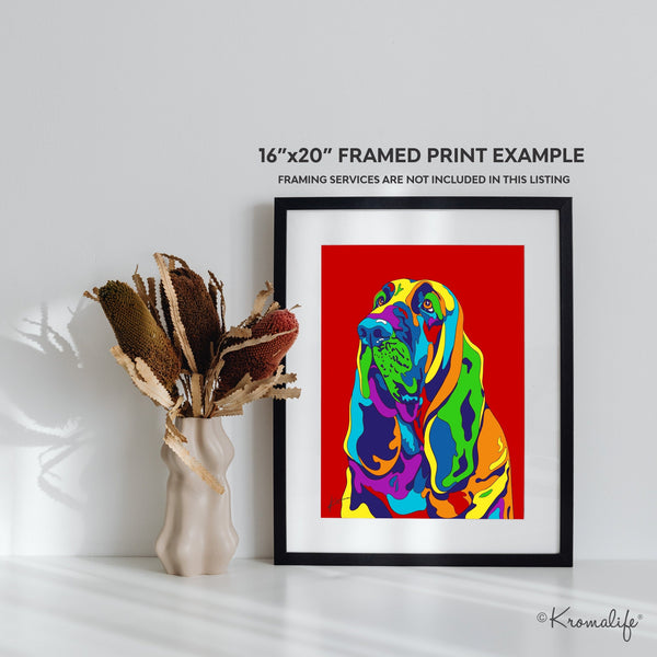 Bloodhound Matted Art Print  | USA Made Giclée Print | Blood hound Dog Wall Art | Bloodhound Gifts