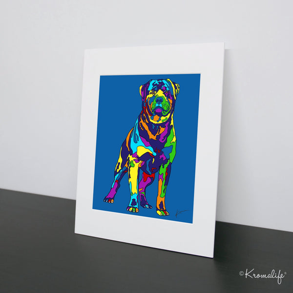 Rottweiler Matted Art Print  | USA Made Giclée Print | Rottie Dog Wall Art | Rottweiler Gifts