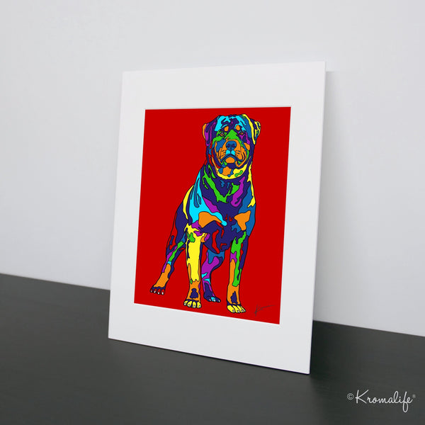 Rottweiler Matted Art Print  | USA Made Giclée Print | Rottie Dog Wall Art | Rottweiler Gifts