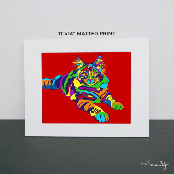 Cat Matted Art Print  | USA Made Giclée Print | Cat Wall Art | Unique Gift for Cat Lovers
