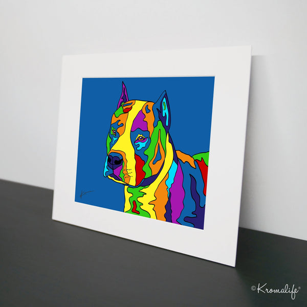 American Staffordshire Terrier Matted Art Print  | USA Made Giclée Print | AmStaff Dog Wall Art | AmStaff Gifts
