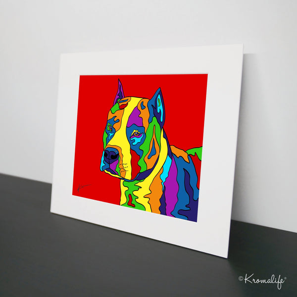 American Staffordshire Terrier Matted Art Print  | USA Made Giclée Print | AmStaff Dog Wall Art | AmStaff Gifts