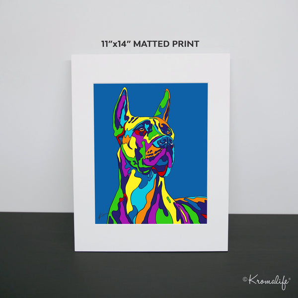 Great Dane Matted Art Print  | USA Made Giclée Print | Great Dane Dog Wall Art | Great Dane Gifts